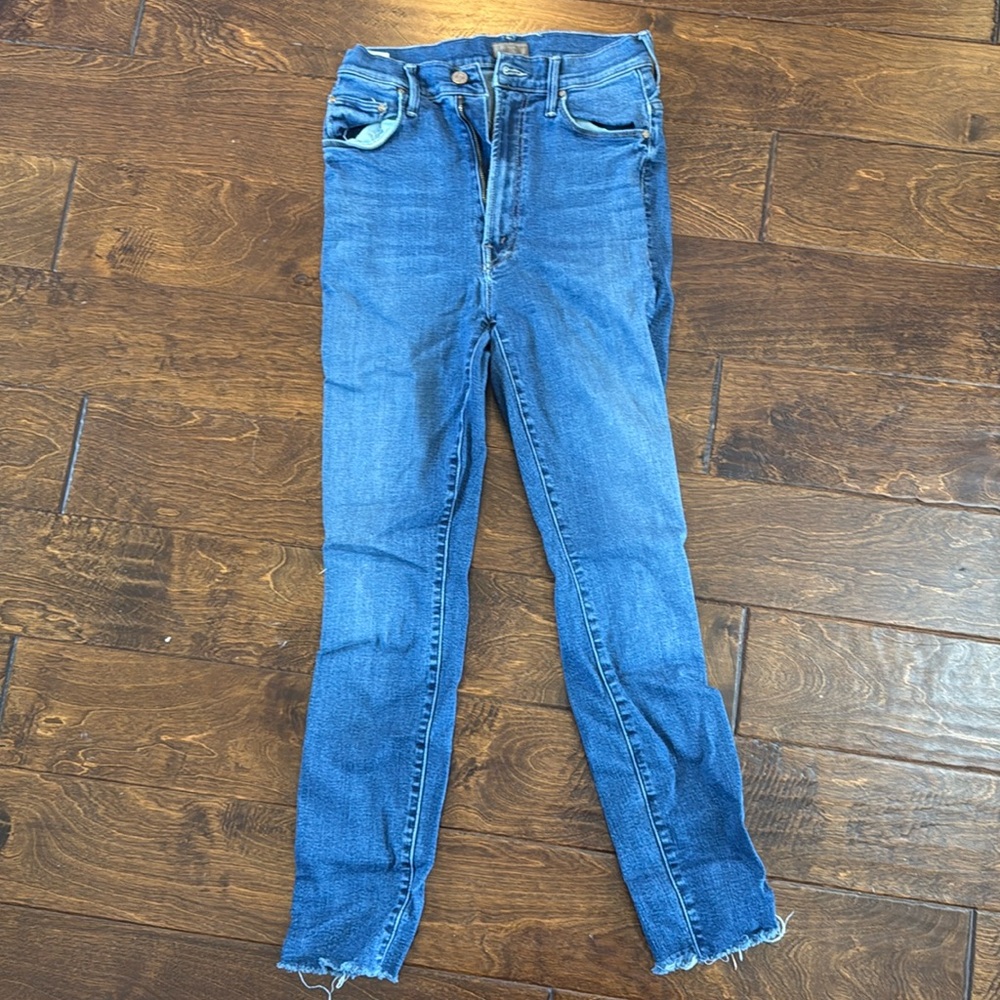 Mother denim high waisted rail ankle fray size 27